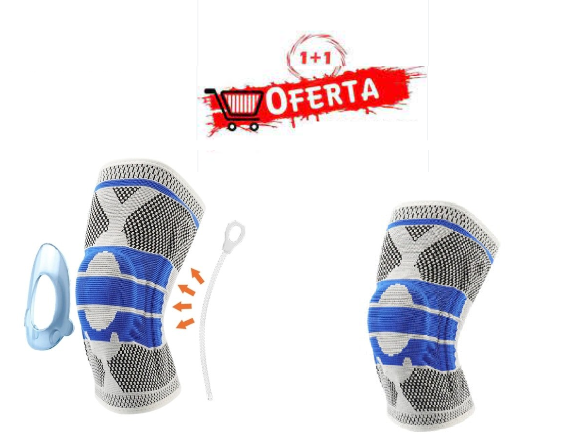 OFERTA 1+1 GENUNCHIERA, PENTRU GENUNCHI SI ACTIVITATI SPORTIVE, DIN MATERIAL RESPIRABIL, CU ARCURI METALICE, PERNITA SILICON