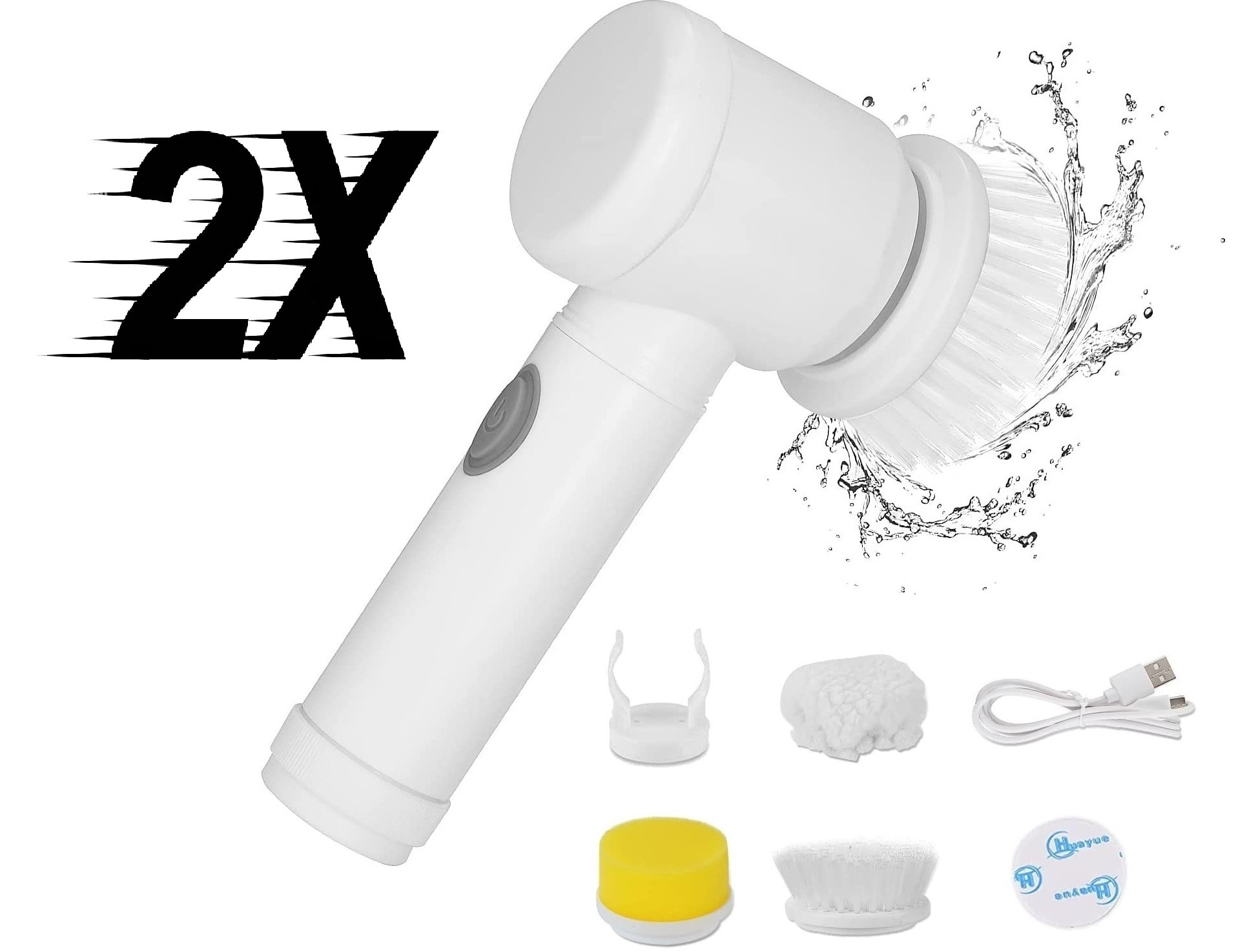 OFERTA 1+1 Perie electrica cu 3 capete rotative si cablu USB pentru curatare universala