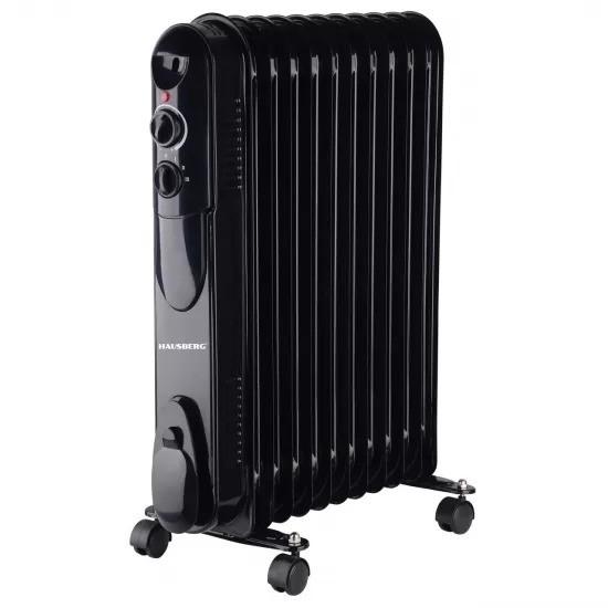 Calorifer electric cu ulei HAUSBERG HB-8925, 3 trepte, 11 elementi, termostat reglabil, maner si rotite pentru o deplasare facila, indicator luminos functionare