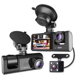 Cameră auto de bord triplă, Full HD 1080P, 2 inch, cu vedere pe timp de noapte