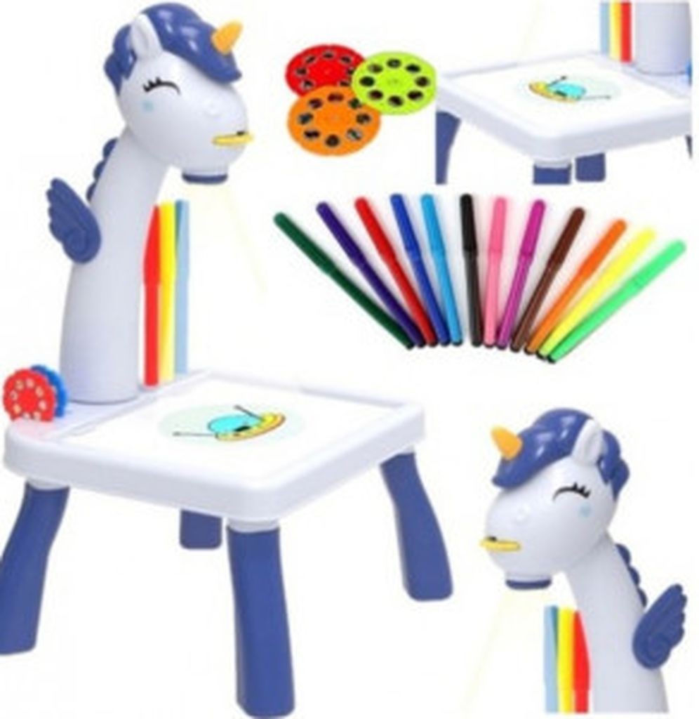 Masuta de desenat UNICORN ALBASTRA cu proiector, diapozitive, holograme