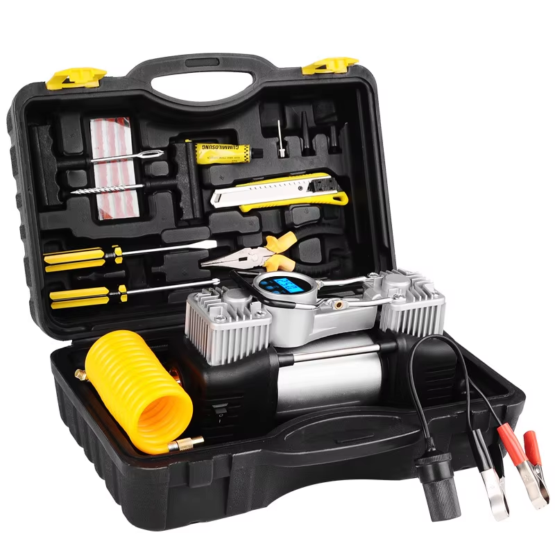 Kit compresor auto 2 cilindri si manometru 