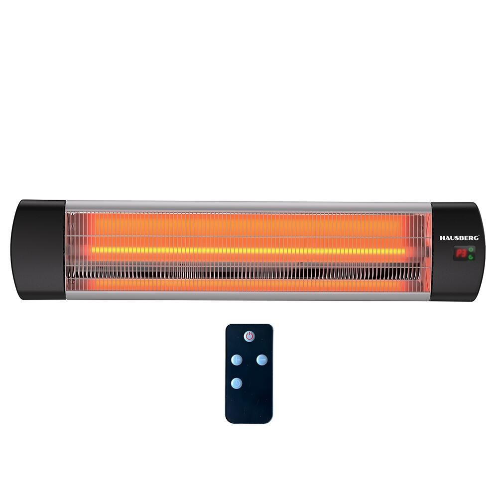 Radiator electric digital cu infrarosu , 2000W, Telecomanda, 1 tub quartz, 3 trepte putere, protective IP65, Hausberg HB-8553