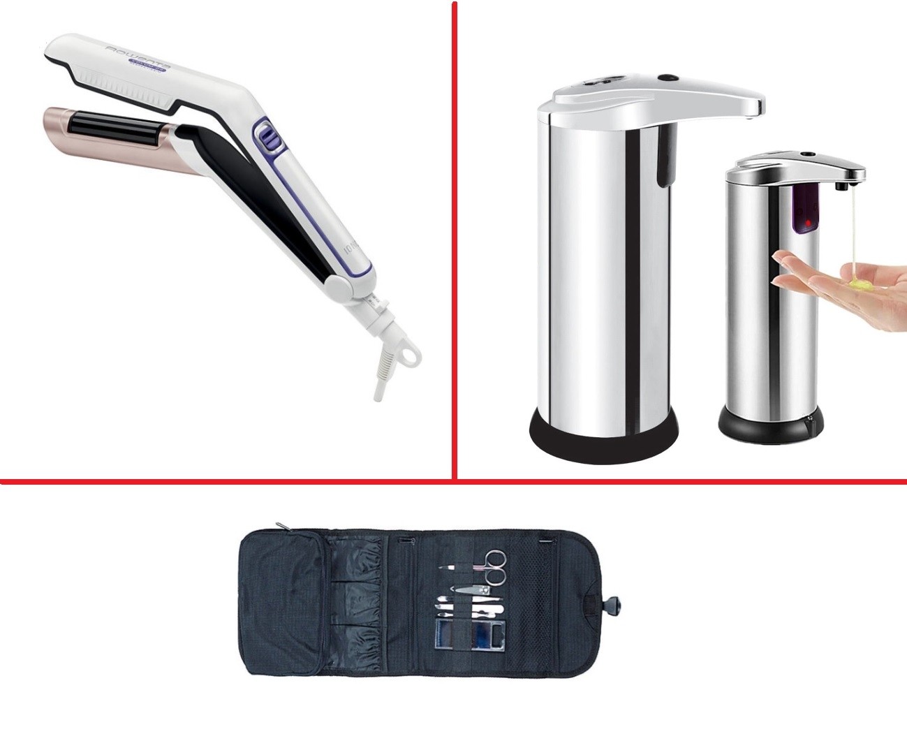 PACHET 3 PIESE Aparat pentru volum, 170 grade, invelis ceramic, Dozator cu senzor pentru sapun lichid SI Set manichiură 7 piese