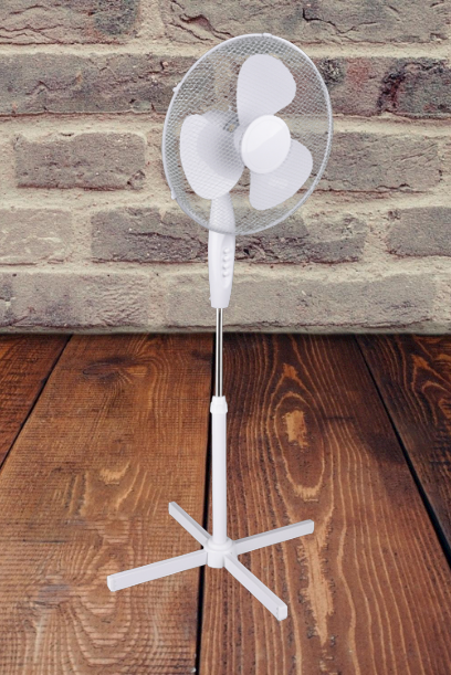 Ventilator cu picior , 45 W, D 40 cm, 3 viteze, alb