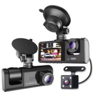 Cameră auto de bord triplă, Full HD 1080P, 4 inch, cu vedere pe timp de noapte