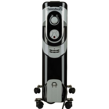 Calorifer electric Hausberg HB-8920NG, 2500 W, 11 elementi, 3 nivele de putere, termostat reglabil, Negru