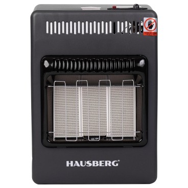 Mini Soba pe gaz GPL Hausberg HB-1023NG, aprindere piezo-electrica, 3 placi de incalzire ceramic putere totala 4.2kW, sistem de oprire automata a gazului, Negru