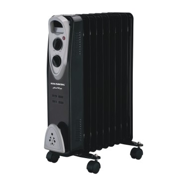Calorifer electric cu ulei HAUSBERG HB-8909NG, 2000W, 9 elementi, 3 trepte, termostat reglabil, negru