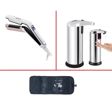 PACHET 3 PIESE Aparat pentru volum, 170 grade, invelis ceramic, Dozator cu senzor pentru sapun lichid SI Set manichiură 7 piese