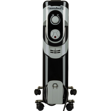 Calorifer electric Hausberg HB-8910NG, 2000 W, 9 elementi, 3 nivele de putere, termostat reglabil, Negru